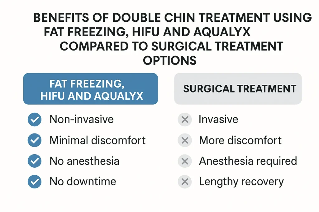 Graphic about the benefits of double chin treatment King's Norton - from LA LIPO