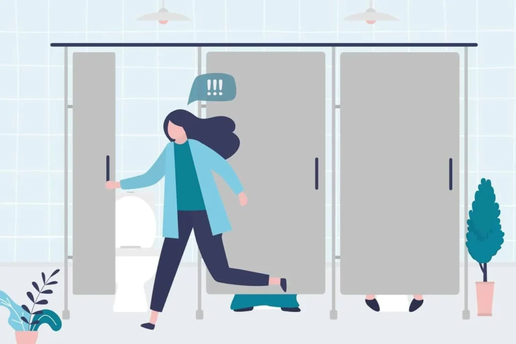 graphic of Urine incontinence King's Norton woman running to the toilet.